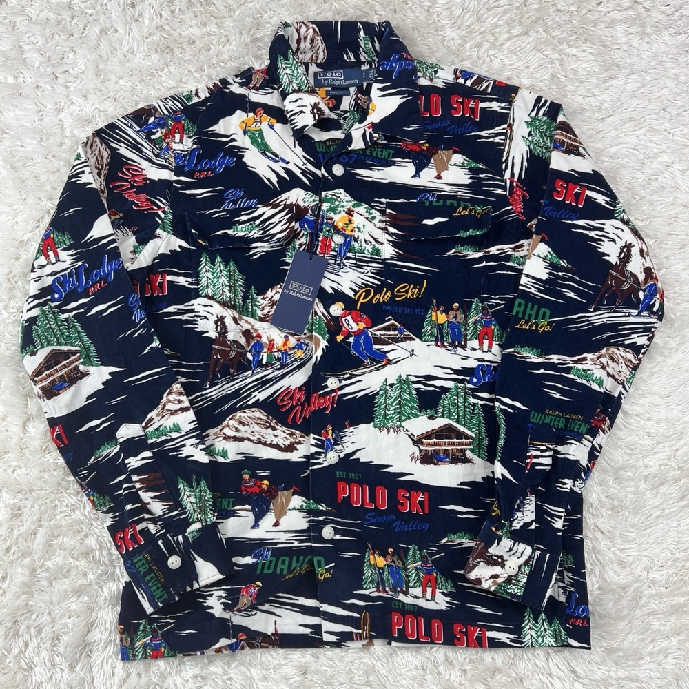 Polo Ralph Lauren Holiday Sun Valley Ski Graphic Button Down Shirt Classic SMALL - Picture 1 of 9